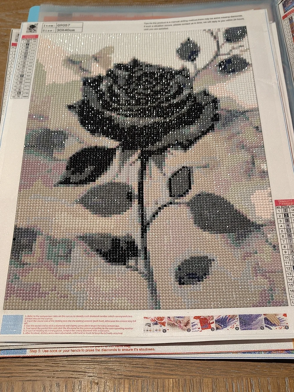 Black Rose Wall Art Diamond Mosaic - Contemporary Home Decor